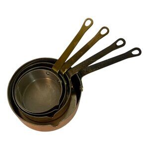 Copper Stainless Steel Measuring Cups Set Of 4 Brass Handles Baking Cooking